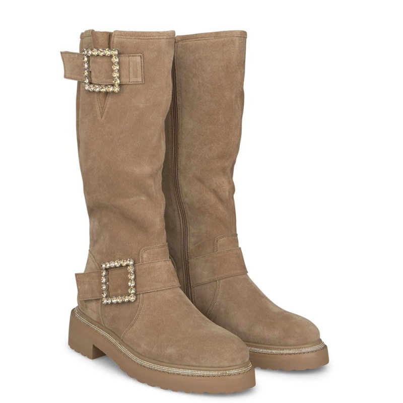 Bottes Plates Alma En Pena Buckles Beige Femme | YJS-71983132